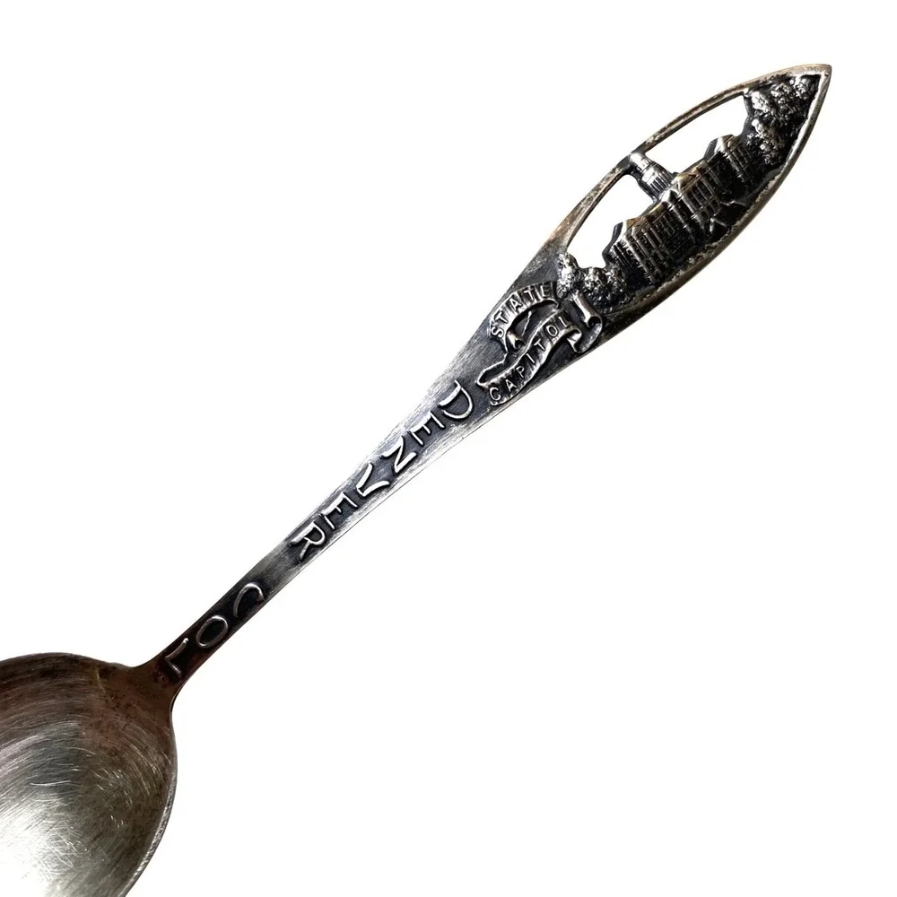 Antique Denver CO Sterling Silver Souvenir Spoon State Capitol Robbins c1900-12